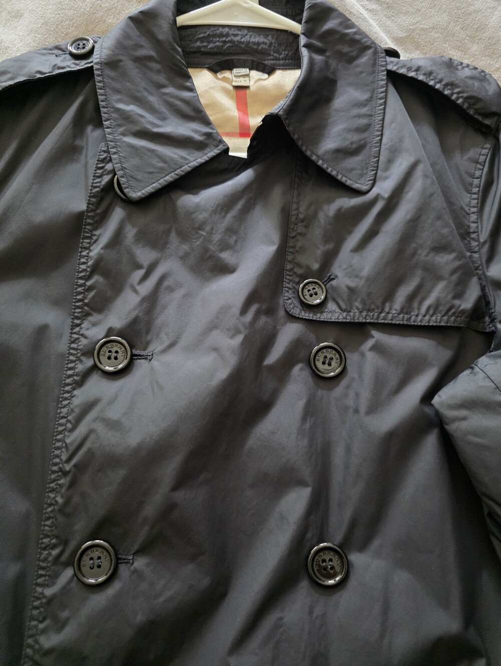 Burberry Black Double-Breasted Trench / Raincoat Size 10 US - Picture 4 of 15